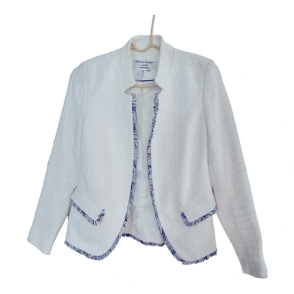 Helen Bergman tweed blazer jacket with fringe size Xs - Picture 2 of 15